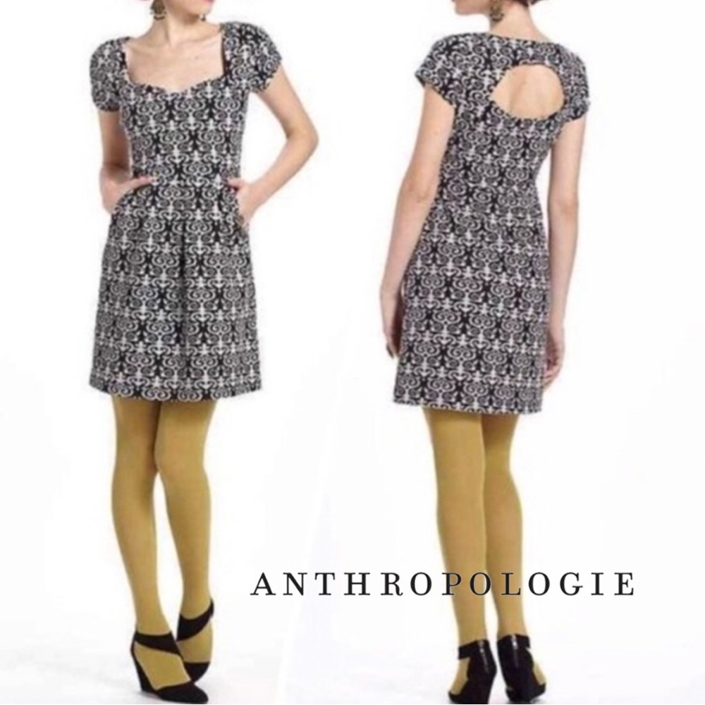 Anthropologie | Deletta Cut-Out Back Printed Dress